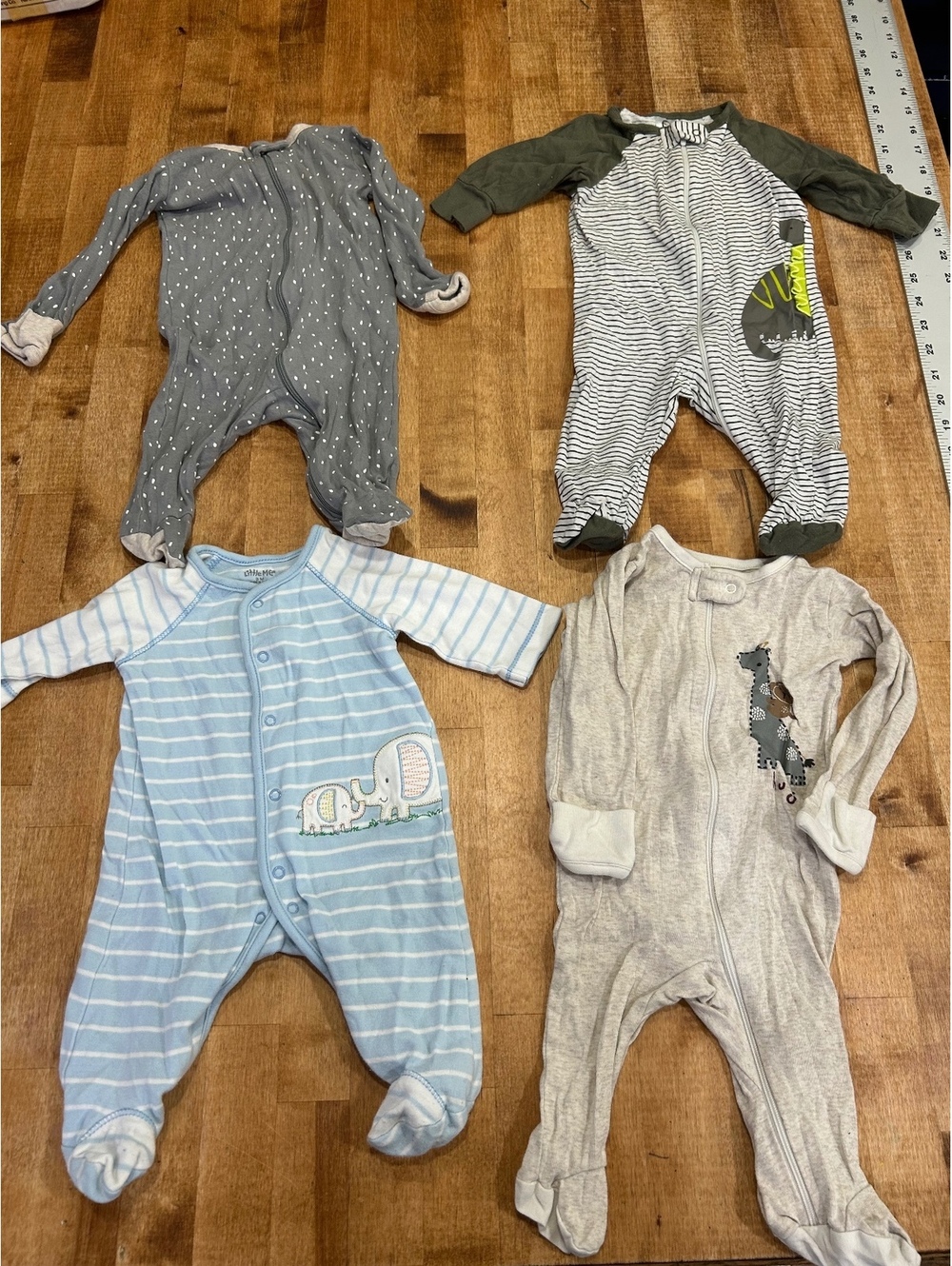 Set of 4 Baby Sleepers 0-3 Months Mixed Brands